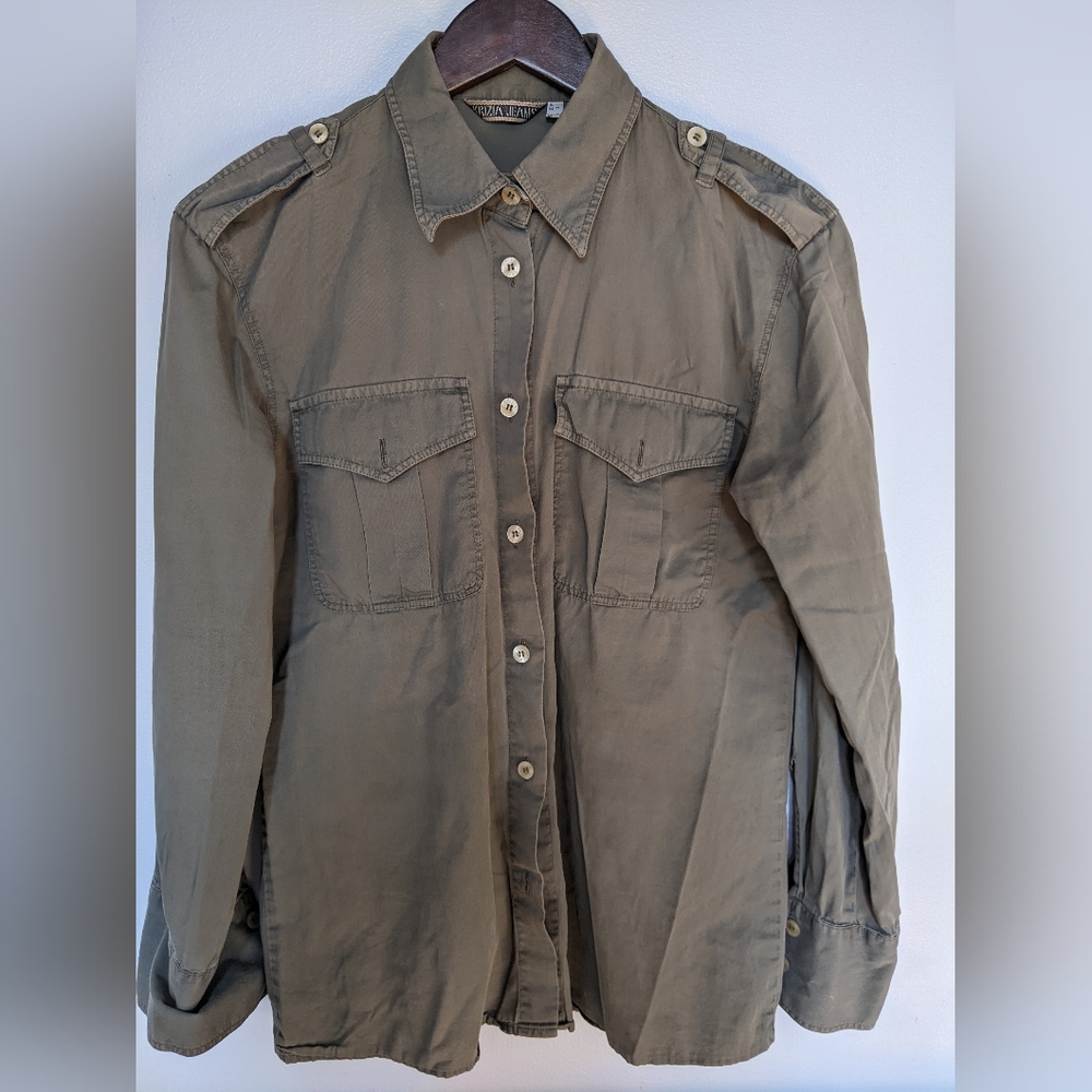 Krizia Jeans vintage khaki green color shirt